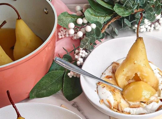 Healthy Poached Pears, One-Pot Vegan Dessert Recipe